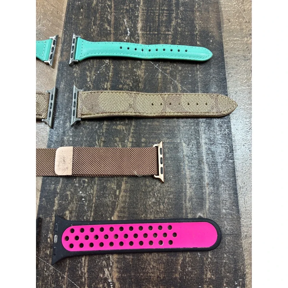 Apple Watch Band Lot 4pc Coach Signature Teal Leather Rose Gold Mesh Sport Band